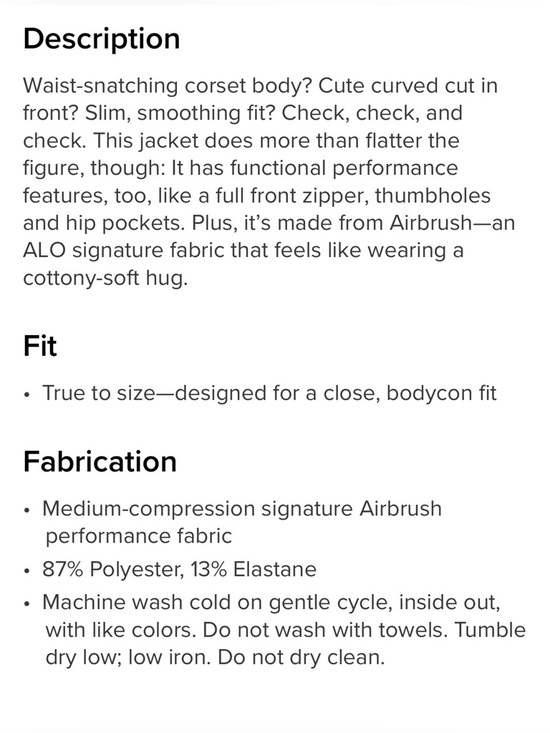 Alo Yoga NWT Airbrush Corset Full Zip Jacket Candy Heart Pink Size XS - Picture 4 of 11